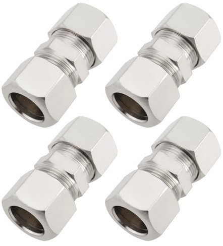 Create idea 4Pcs 12mm Copper Compression Fitting Straight Tube Compression Ferrule Fittings for Hydraulic Pipes Cooling Pipes Fuel System 12x38.5mm Silver