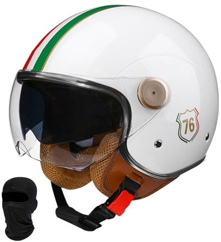Beyswage 3/4 Rollerhelm Retro Motorrad Helm Jethelm Mit Doppelbrille Komfortfutter Chopper Helm Mit ECE Zulassung Motorradhelm Halbschale Für Erwachsener Herren Damen Vintage Motorradhelm