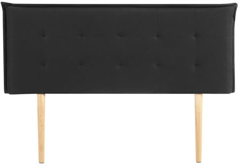 IDIMEX Kopfteil TIMOTHE mit Holzbeinen 140 cm in Schwarz – Headboard mit Hochwertigem Stoffbezug für Doppelbetten, Bettkopfteil gesteppt, Schlafzimmer Wandkissen