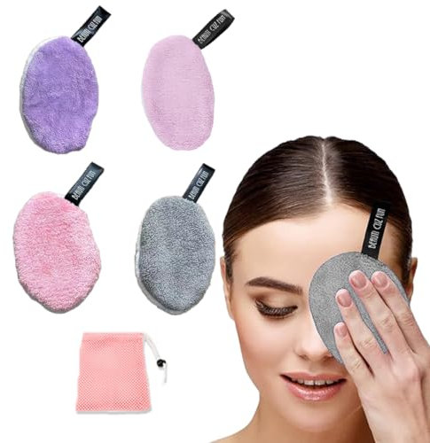 ZEPIQOR 4 pcs Dischetti Struccanti Riutilizzabili Lavabili,Dischetti Cotone Pad Pulizia Profonda dei Pori Viene Fornita con Sacchetto per Biancheria in Rete,Soffici Resistenti per Tutti i Tipi