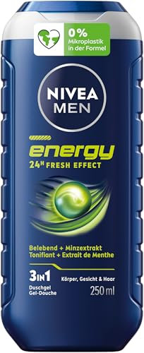 NIVEA MEN Energy Duschgel, pH-hautneutrale Pflegedusche mit belebendem Duft und 24h Frische Effekt, mit natürlicher Minze für Männer (250 ml)