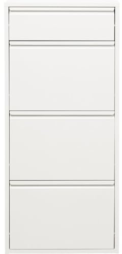 Kare Design Schuhschrank Caruso 3+1, Weiß, 119x50x15 cm, Schuhkipper, Stahl, mit Platz für 6 Paar Schuhe, Flur