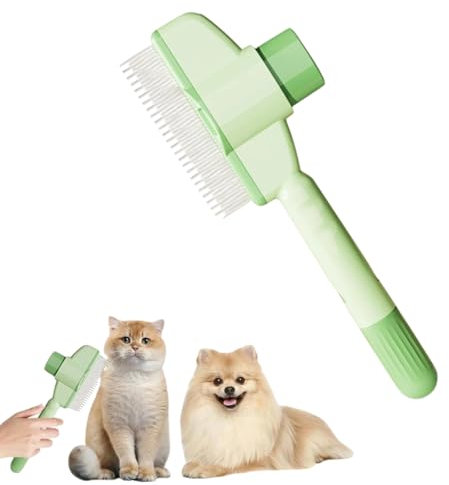 Fellblitz Bürste, Flohkamm Fellpflegebürste, Cat Hair Brush with Release Button, Fellpflegebürste für Katzen und Hunde,Katzen Hundebürste zum Massieren und Reinigen von Haaren (Green)