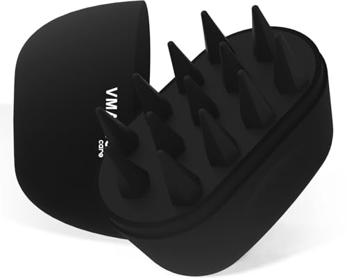 Brosse de Massage pour Cuir Chevelu, Brosse à Shampooing avec Poils en Silicone Doux, Exfoliant Anti-Pellicules, Stimulant la Pousse des Cheveux (Noir)