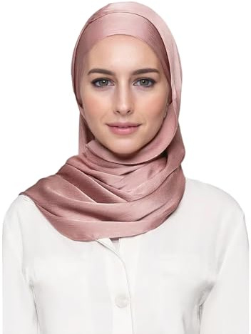 Lina & Lily Satin Hijab Kopftuch Schal für Muslimische Frauen in Knitteroptik