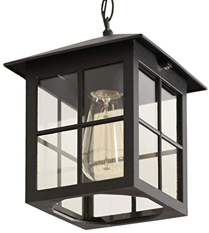Lustre d'extérieur industriel vintage noir E27 IP44 étanche en fer C éclairage pour pavillon villa loft extérieur