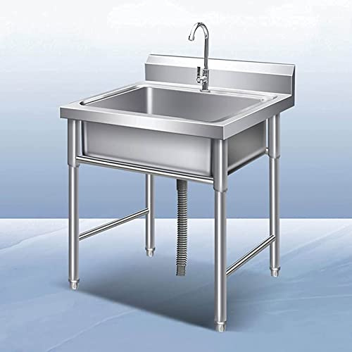 Unterbauspüle, 50/60 cm, stehende Küchenspüle, quadratisches Einbauwaschbecken aus Edelstahl 304 mit Einzelbecken und Wasserhahn für Badezimmer-Restaurierung im Innen- und Außenbereich