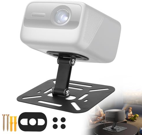 YiePhiot Projector Foldable Stand, Desktop Projector Mount, Mini Ceiling Wall Projectors Mount Stand Compatible with QKK, DR.J, DBPOWER, Anker, AAXA, Jinhoo, PVO, TMY, and Other (Black)