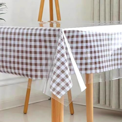 Tischfolie Transparent, PVC Tischdecke Transparent 0,13mm, Outdoor Tischdecke Abwaschbar, Nicht Verformbar, Bietet Schutz für Den Schreibtisch, 90 X 130cm