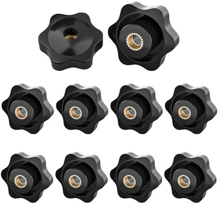 Nzexlyva 10 Pcs M6 Wing Nut, Wing Nuts and Bolts, Thumb Screw Tightening Replacement for Machinery Tools, Plastic Star Nuts for Machines Furniture Fitness Equipment