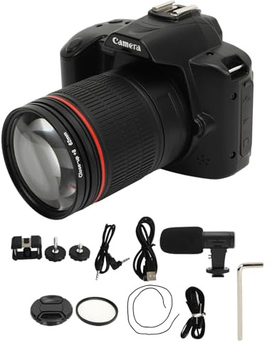Pilipane Cámara Digital de 64MP 4K HD Visión Nocturna WiFi 3in IPS Color Display 16x Zoom Digital 120 Grados Gran ángulo con luz de Relleno para entusiastas de la fotografía Vloggers