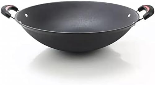 QUSYZD Padella in ghisa Pentola Grande Fondo Tondo Wok Non Rivestito Antiaderente Padella a Doppio Orecchio Casseruola Pentole da Cucina selezionate Pentole Cinesi,