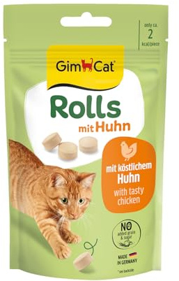 GimCat Rolls mit Huhn - Der Snack für mehr Genuss & Spielspaß mit hochwertigen Zutaten - 1 Beutel (1 x 40 g)