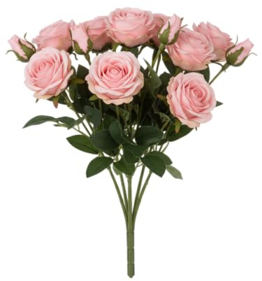 Ramo de Flores Artificiales – 10 Rosas Rosas con Apariencia Natural