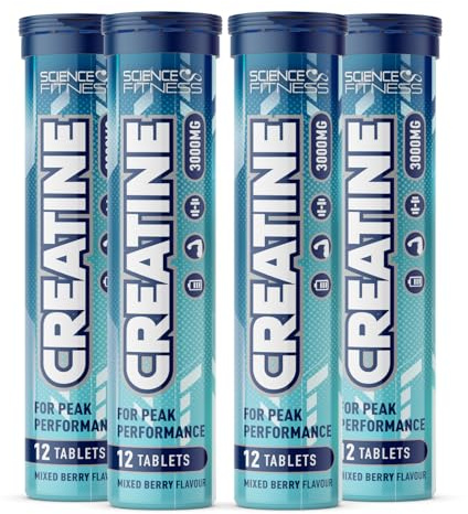 Creatine Mixed Berry Flavour Effervescent Tablets - 4 x 12 Tablets 3000mg Strength
