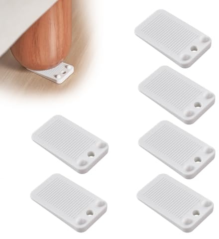 YAZWUR 6 Stück rutschfest höhenverstellbar Gummi Türkeil Türstopper Boden für alle Hartböden, Badezimmer, Balkontür, Kinderzimmer (Weiß)