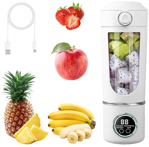 Mixeur portable, 700 ml Maker to Go Mini-blender avec 12 lames en acier inoxydable, blender portable rechargeable par USB avec couvercle de voyage BPA-free pour smoothies et shakes - Voyage, bureau