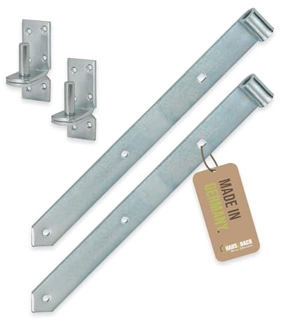 HAUS&DACH Ladenband Set 500 mm, Kloben Ø16 mm weit zum Anschrauben, blau verzinkt – Torband/Türband für Gartentor, Holztor & Fensterladen