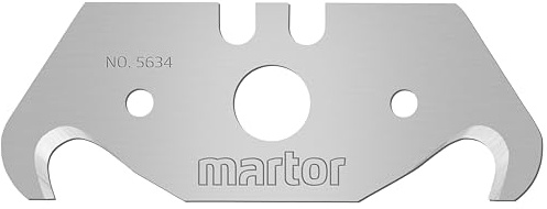 MARTOR 10x Hakenklinge 18,8 mm, 2-fach, Einfach-Facette, Stahl | Im Spender, beidseitig geschliffen, Teppich & Auslegeware, Cuttermesser, No. 5634.70