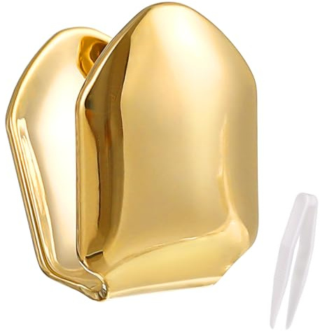 ROSENICE Hip Hop Zahnkappe - 14k Vergoldet Unisex (Golden, Einzeln) - Trendy Zahnschmuck für Hiphop Style