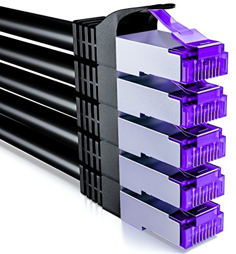 deleyCON 5x 1m CAT7 Netzwerkkabel - 10 Gigabit - RJ45 Patchkabel Ethernet Kabel (Kupfer, SFTP PiMF Schirmung) - LAN DSL Switch Modem Router Patchpanel CAT7 CAT6 CAT5 - Schwarz