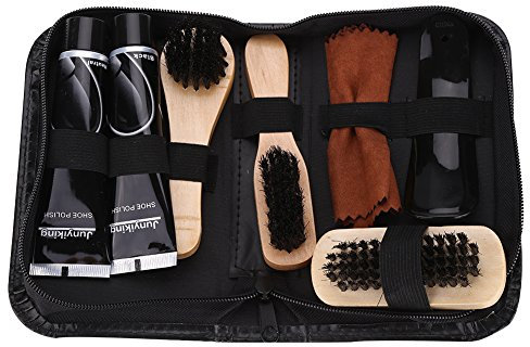 8 Pcs Portable Shoe Shine Care Kit Waterproof Travel Brush Set for Boots Shoes Sneakers Black and Neutral Shoe Polish