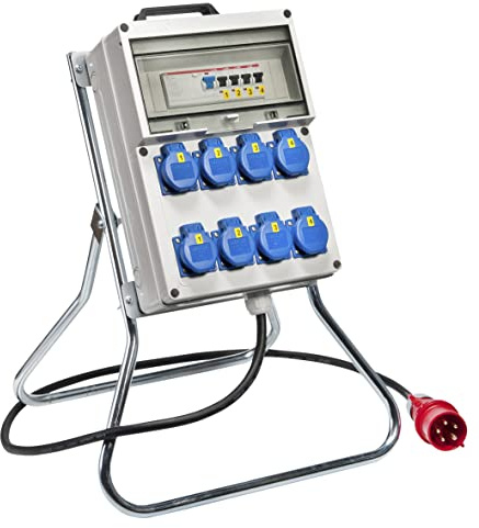 VOTHA® Kunststoff-StandverteilerKÖLN mit FI-Schalter Eingang CEE 16 A, 400 V, Steckdose 230 V~ 8, CEE 16 A, 400 V~ ohne, CEE 32 A, 400 V~ ohne, LS 16 A, 1-polig, C 4, LS 16 A, 3-polig, C ohne