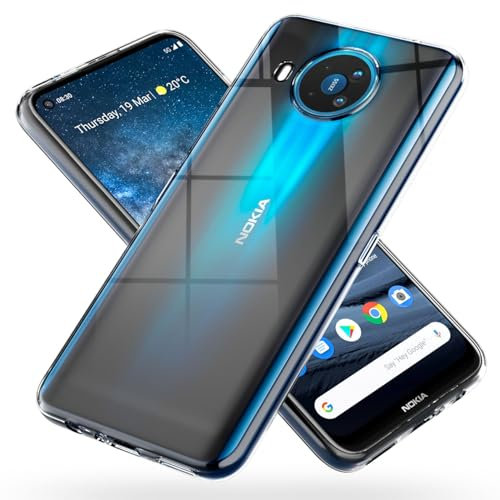 NALIA Handyhülle kompatibel mit Nokia 8.3 Hülle, Dünne Durchsichtige Silikon Schutzhülle Phone Case Soft Cover, Ultra-Slim Bumper Gummi Handy-Tasche Skin Etui Kratzfeste Schale Klar - Transparent