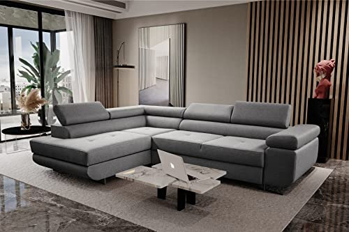 SEPRO MÖBEL MALIBU Exklusive Ecksofa, Eckcouch mit Schlaffunktion und Bettkasten | Schlafsofa für Wohnzimmer Schlafzimmer | Möbel & Möbelsets | Modern Zimmer-Sofa | Couch Home Decor Deko | Anthrazit