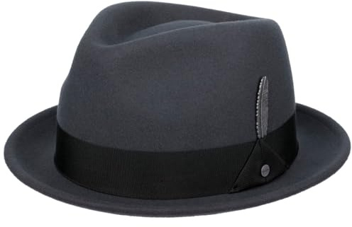 Stetson Vencaster Player Wollhut Einfarbiger Filzhut 100% Wollfilz Wasserabweisend Unisex Herbst Winter dunkelgrau M (56-57 cm)