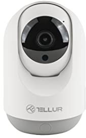 TELLUR SMART WLAN Überwachungskamera Alexa UHD 2K, Babyphone, Autotracking 350° Kamera Überwachung Innen, 2 Wege Audio, Bewegungserkennung, Geräuscherkennung, IR Nachtsicht, PTZ
