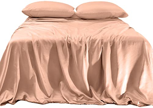 Elegant Comfort Lujoso Juego de sábanas de satén Sedoso de 4 Piezas, Agradable a la Piel y al Cabello, Resistente a Las Arrugas, la decoloración y Las Manchas, con Bolsillos Profundos, sábana Bajera