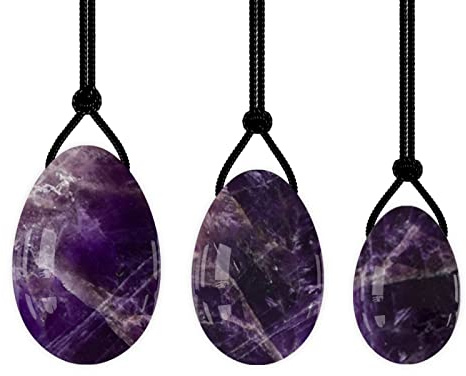 Drilled Yoni Egg Set Natural Rose Quartz Jade Eggs for Kegel Exercise Exercise Crystal Ball,Amethyst Eggs