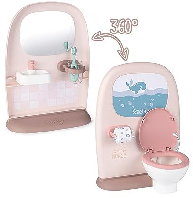 Smoby - Baby Nurse Badezimmer - Für Puppen bis 42 cm - Körperhygiene kennenlernen - mit Waschbecken und Zahnbürste, für Kinder ab 3 Jahren