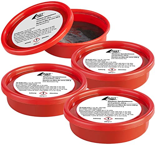 AGT Glasfaserspachtelmasse: 4er-Set Glasfaser-Spachtelmasse 4x 200 g (Glasfaserspachtel, Autospachtel, Autozubehör)