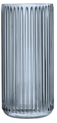 Navaris Vaso Vetro Trasparente - Vaso Alto da Interno a Coste - Minimal Decorativo Cilindrico - Lungo per Tulipani e Fiori Alti - Forma Originale - Ø 11,5 x 25 cm - Grigio Chiaro