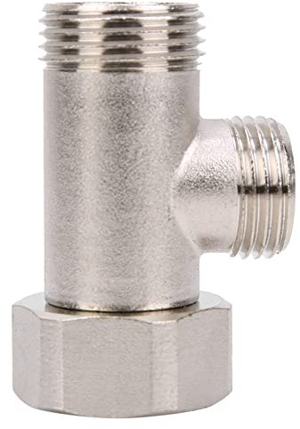 Shower Head Diverter Valve, 7/8 Bidet T Adapter Brass Shower Head Adaptor Flexible Tee Bidet Connector 3 Way Plumbing Splitter Toilet Valve Hose Fitting for Bathroom Toilet Shower Head Diverter