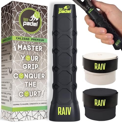 Raiv Padel® Grip Padel Anti-Vibration + 2 Overgrips + 3 Straps für eine einfache Installation | Padel Grip Octacore | Paddelzubehör für Damen und Herren, um Ihr Spiel auf die nächste Stufe zu bringen