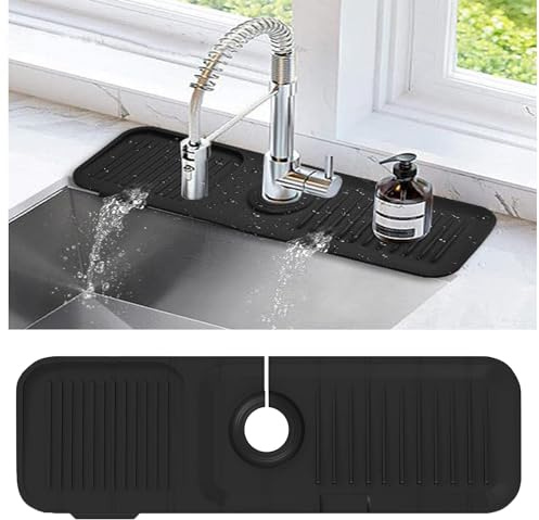 Protection Contre Les éclaboussures d'évier de Cuisine, Attrape-Éclaboussures de Robinet,Tampons de Robinet en Silicone,Tapis de Séchage Robinet,Tampon de séchage de l'eau pour Cuisine, Salle de Bain