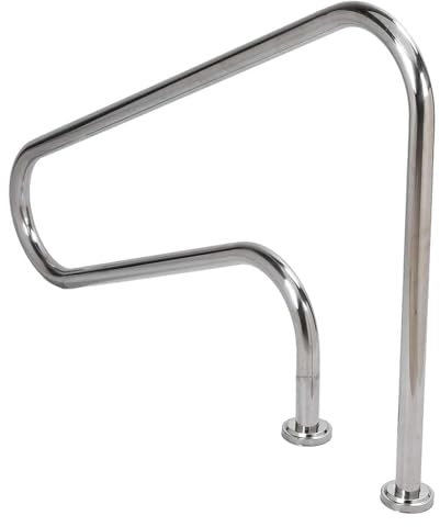 Pool-Handlauf, Pool-Sicherheitshandlauf, Edelstahl-Pool-Treppe Mit 3 Biegungen, Doppelter Pool-Handlauf Mit Schnell Zu Installierender Stützplatte Und Poolgeländer Mit Perfektem Griff (Size : 2pcs-1.
