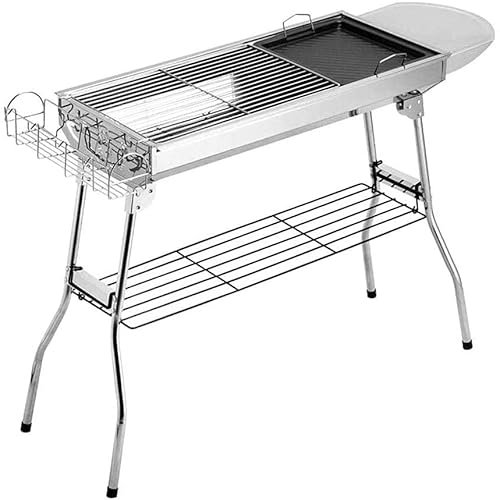 Barbacoa portátil para campamento, barbacoa de carbón de acero inoxidable, plancha plegable para barbacoa al aire libre, aparato de cocina adecuado para villas, césped, tejados