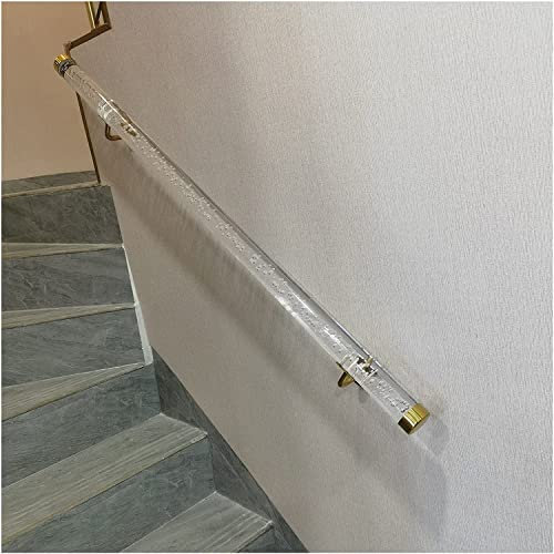 Handlauf Klarer Acryl Handlauf mit 304 Edelstahl Halterung, Geländer für Wandmontage Kompletter Bausatz für Flur Loft Veranda Treppe (Color : Gold, Size : 1m/3.2ft)