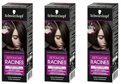 3x Schwarzkopf 7 Tage Retouche Ansatz-Kaschierung Dunkelbraun, Haarfarbe für schnelle und einfache Ansatzbehandlung 60ml (3er Pack)