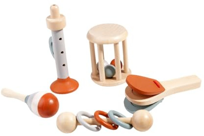 CoudarTitie Lot de 5 Jouets En Bois pour Bébés et Jeunes Enfants, Instruments de Musique