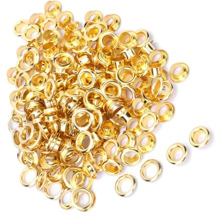 Doppelseitige Ösen-Hohlniete aus Messing für Kleidung, Tasche, Gürtel, Schuhdekorationen, 100 Stück, für die Bastelsammlung (GOLD)