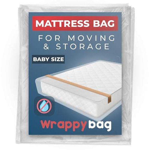 WRAPPYBAG – Heavy Duty Mattress Cover Bag – Waterproof Plastic Protector for Moving, Storage & Transport – Baby Size