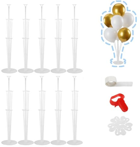 10 Sets Balloon Pole Stand Base Support Holder, 70cm Height Reusable Clear Table Balloon Stand Kit Set, Birthday Party, Graduation, Wedding Festival Balloons Decorations