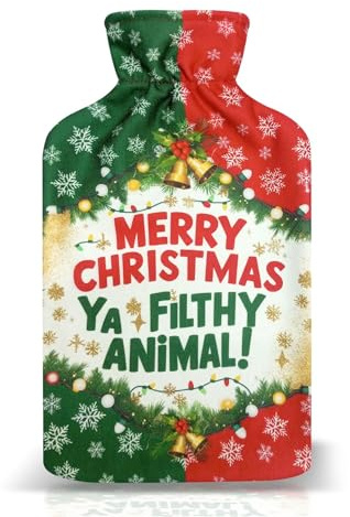 A2Z Hot Water Bottle 2L Xmas Novelty - Hot Bottle HB1150 Ya Filthy | Soothing warmth for neck back shoulder aches, sofa bedtime heat therapy