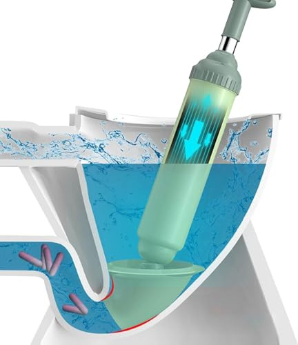 Huayeex Desatascador de inodoro a presión de aire, herramienta de inmersión para eliminar obstrucciones de drenaje, herramienta de fontanería para baño, inodoro, tubería obstruida y ducha