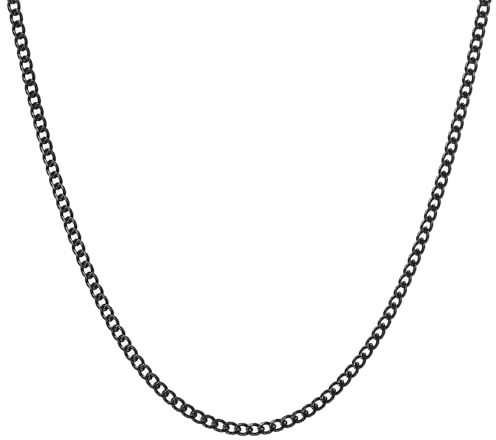 RWQIAN Kette Herren Panzerkette 3mm-9mm Breit Männer Edelstahl Silber/Gold/Schwarz Panzerkette Halskette Gliederkette 14K Gold Vergoldet Klassische Link Chain Länge 45-65cm Geschenk für Damen Männer